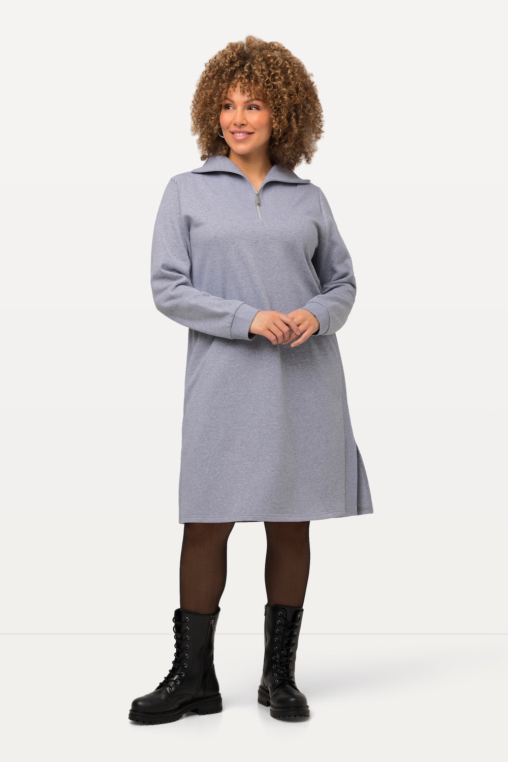 Große Größen Sweatkleid, Damen, grau, Größe: 50/52, Baumwolle/Polyester, Ulla Popken