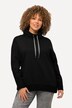 Ribbed Panel Stand-Up Collar Long Sleeve Sweatshirt
