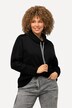 Ribbed Panel Stand-Up Collar Long Sleeve Sweatshirt
