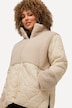 Steppjacke, Teddyanteil, Stehkragen, A-Linie, Patchlook