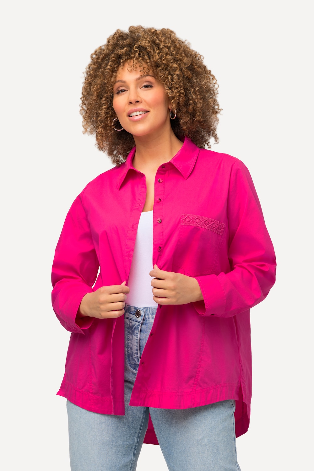 Grote Maten Shirtblouse, Dames, roze, Maat: 54/56, Katoen/Synthetische vezels, Ulla Popken