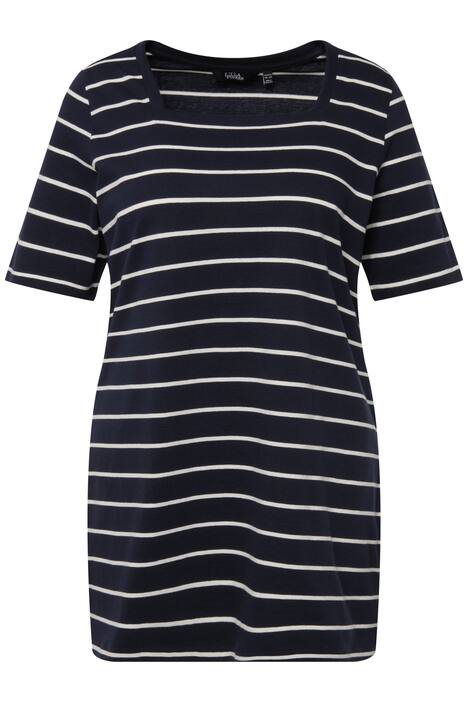 Dlouhé tričko, proužky, Classic střih, hranatý výstřih, krátké rukávy