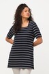 Short Sleeve Stripe Square Neck Knit Tunic