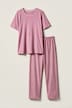 Pyjama, tweedelig, stippen, korte mouw