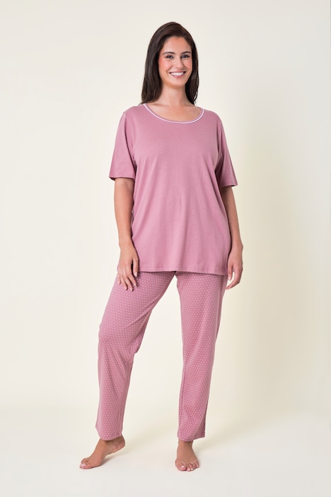 Pyjama, tweedelig, stippen, korte mouw