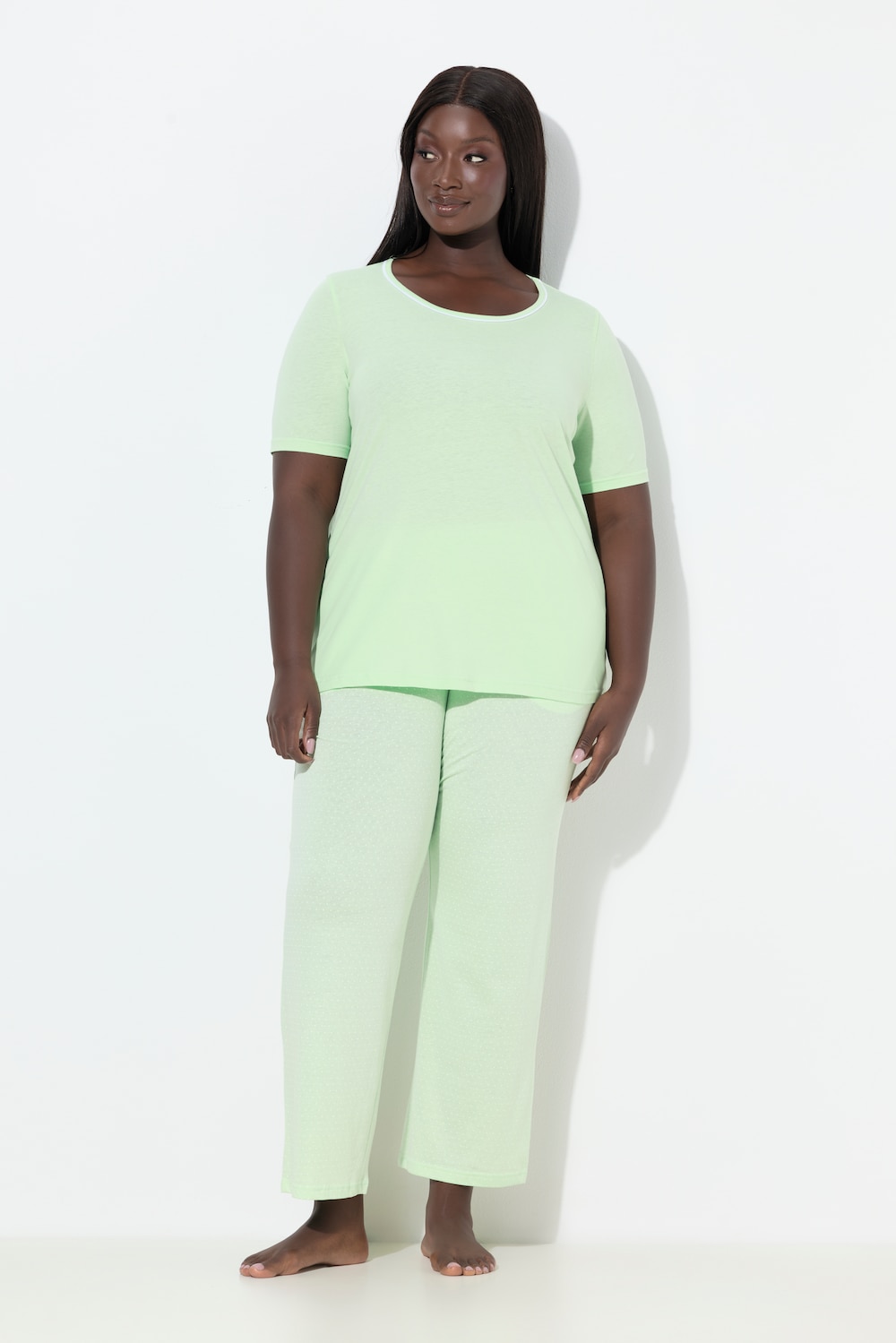 Große Größen Pyjama, Damen, grün, Größe: 66/68, Baumwolle, Ulla Popken