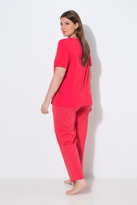 Pyjama deux pièces, pantalons à pois & T-shirt manches courtes