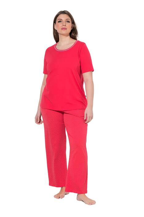 Pyžamo, puntíky, kulatý výstřih, krátké rukávy