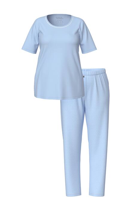 Pyžamo, puntíky, kulatý výstřih, krátké rukávy