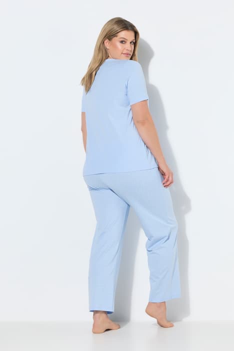 Pyjama, tweedelig, stippen, korte mouw