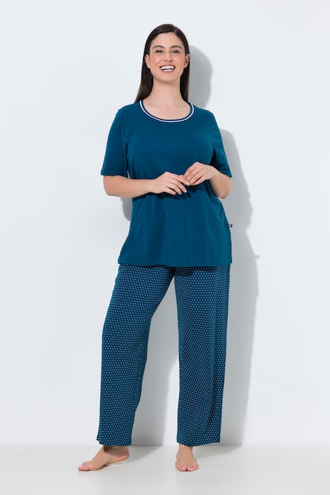 Pyjama, Punkte, Rundhalsausschnitt, Halbarm