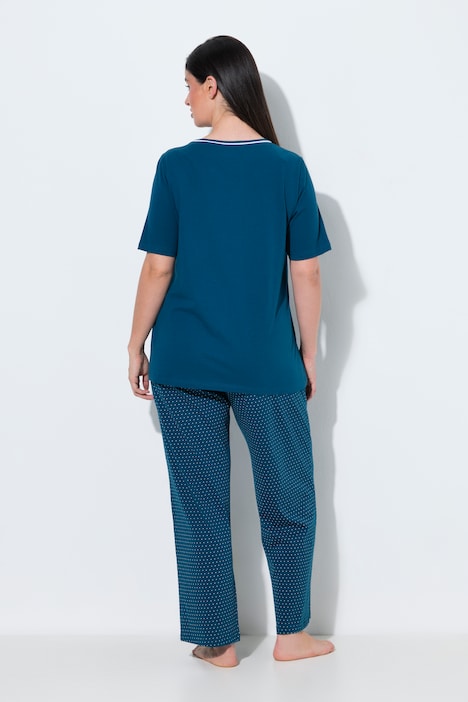Pyjama, Punkte, Rundhalsausschnitt, Halbarm