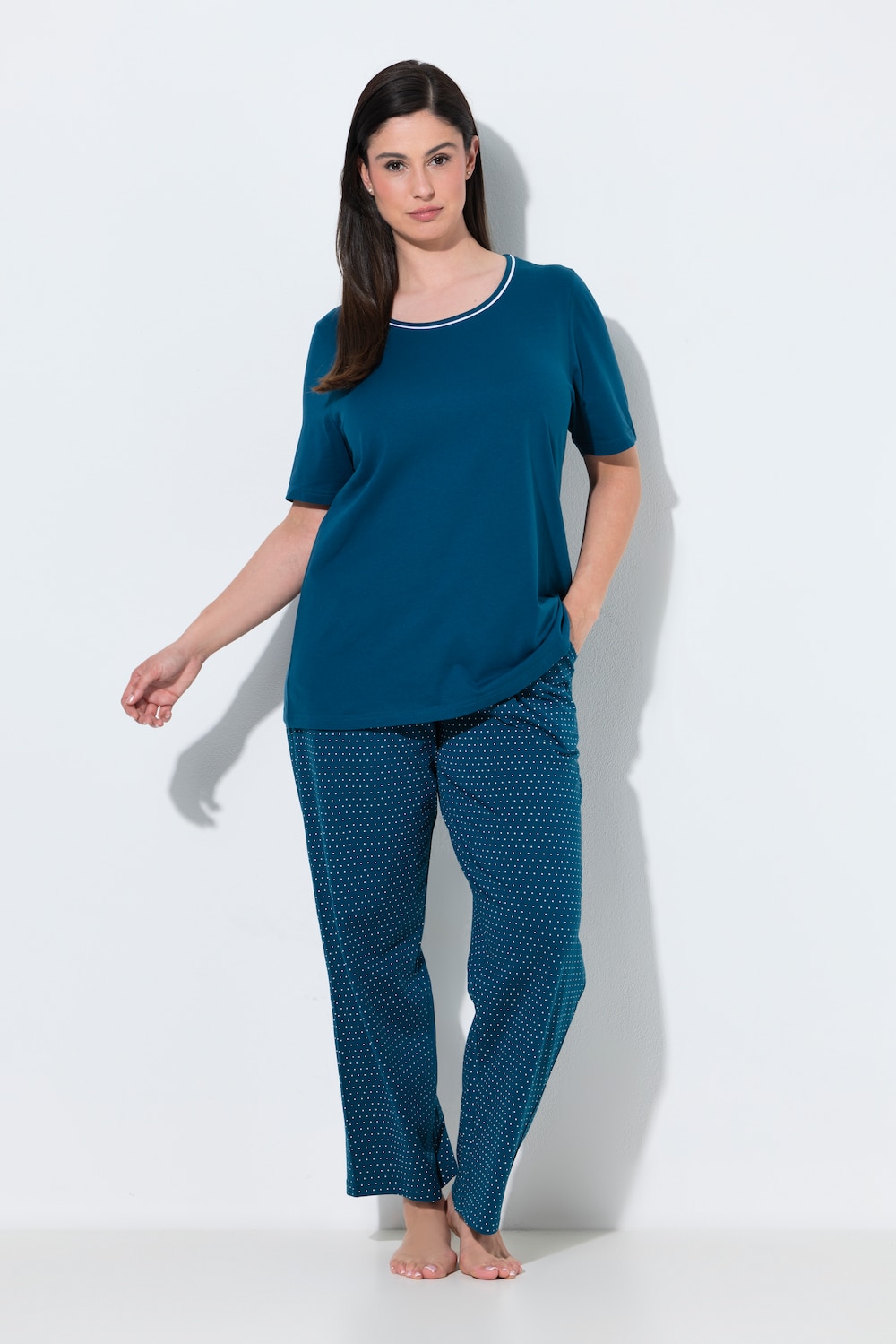 Pyjama, Punkte, Rundhalsausschnitt, Halbarm