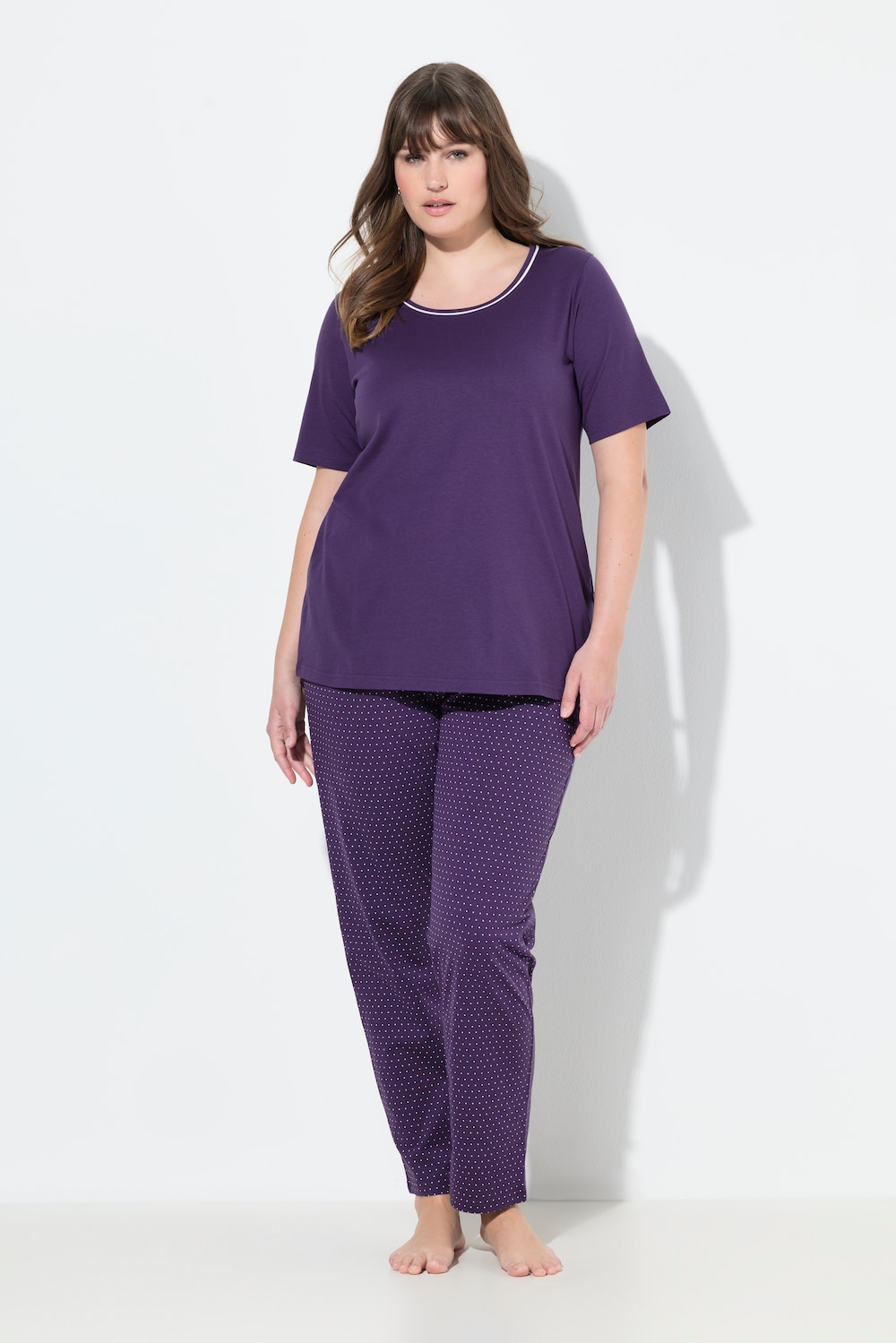 Große Größen Pyjama, Damen, lila, Größe: 66/68, Baumwolle, Ulla Popken