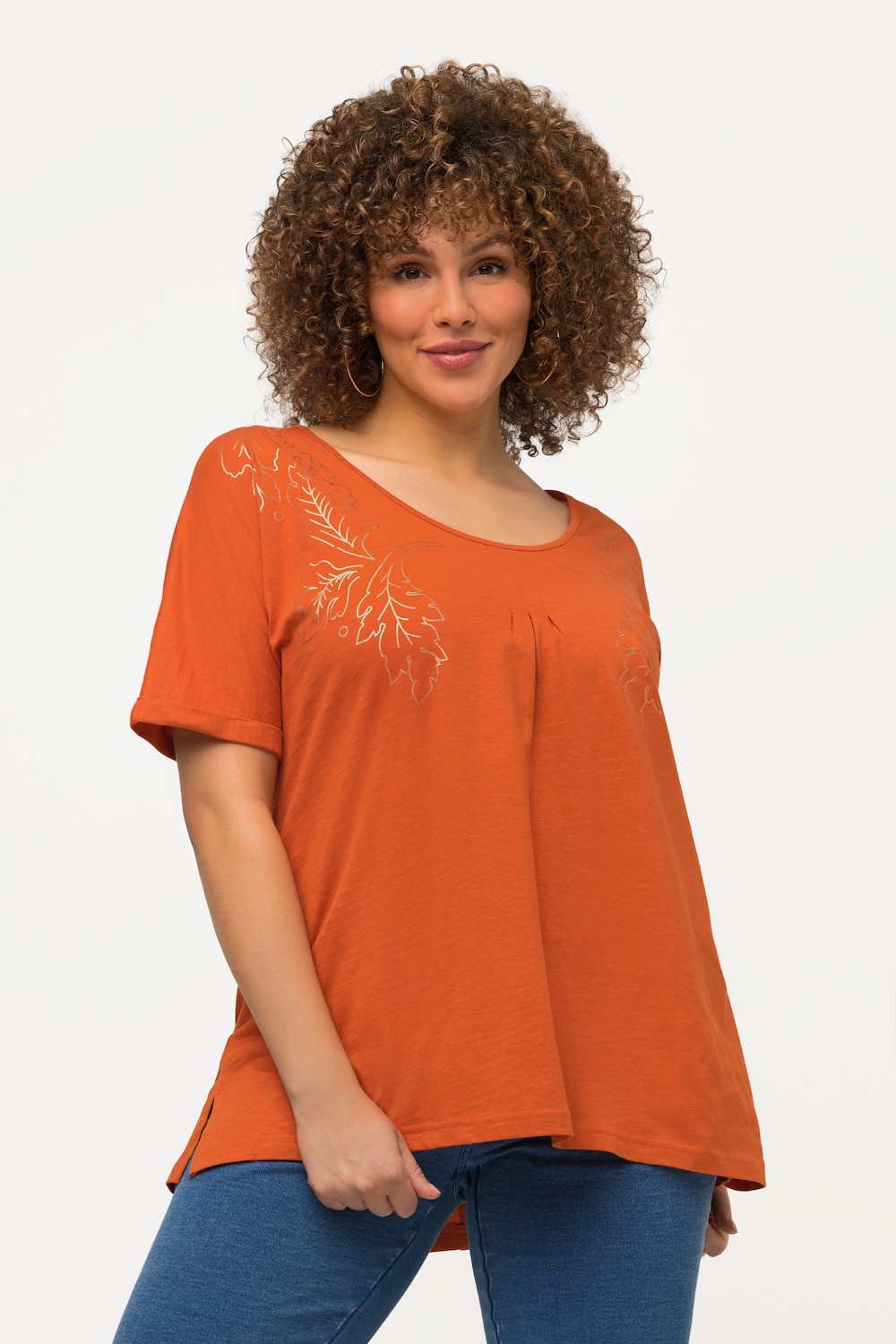 Große Größen T-Shirt, Damen, orange, Größe: 42/44, Baumwolle, Ulla Popken