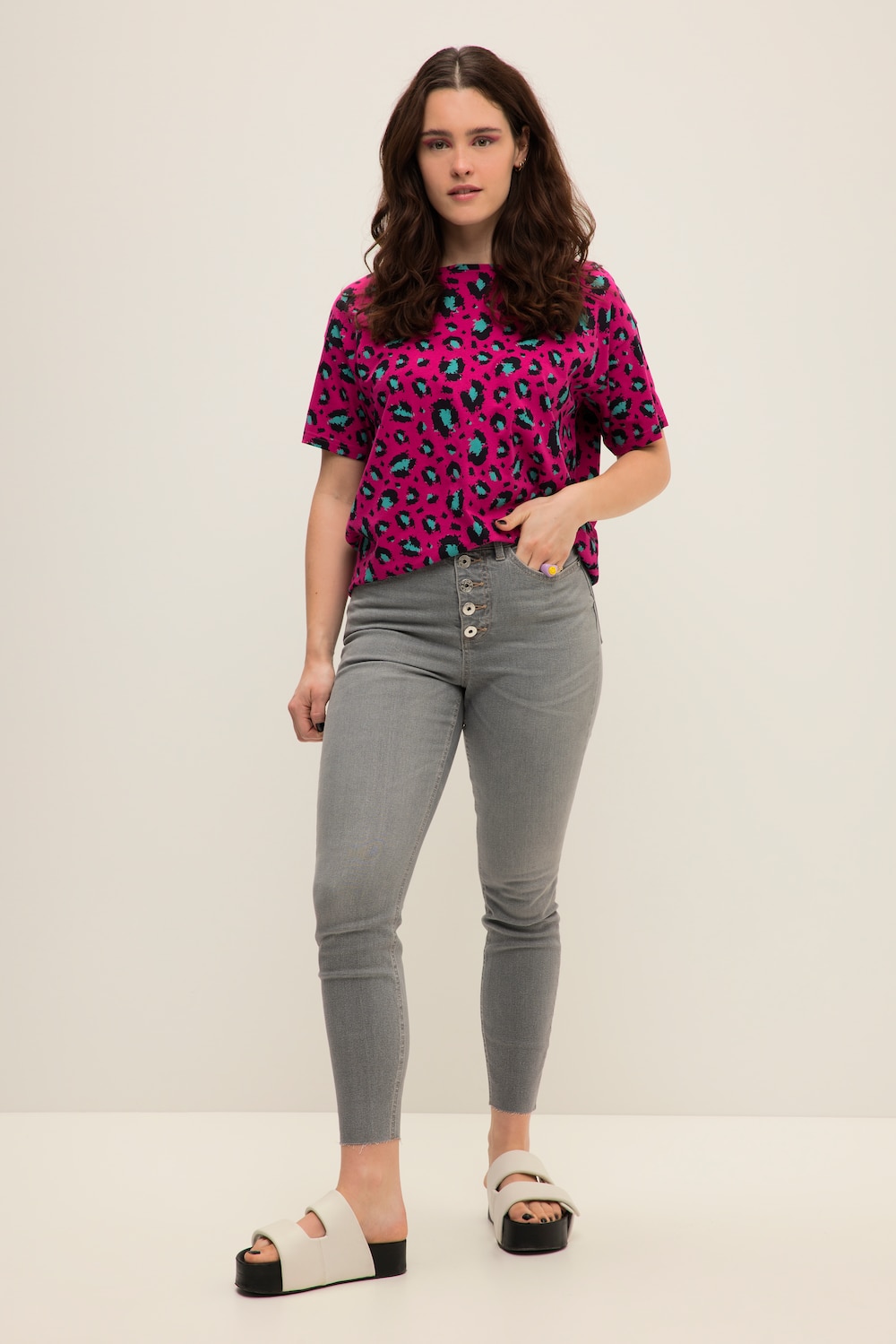 Grote Maten Skinny jeans, Dames, grijs, Maat: 42, Katoen/Polyester, Studio Untold