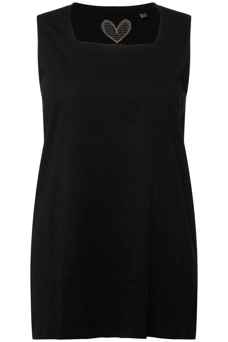 Dlouhý top, A střih, hranatý výstřih, bez rukávů