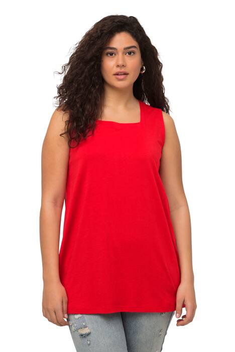 Dlouhý top, A střih, hranatý výstřih, bez rukávů