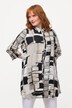 Długa bluzka, graficzny wzór, kołnierzyk koszulowy, rękaw 3/4