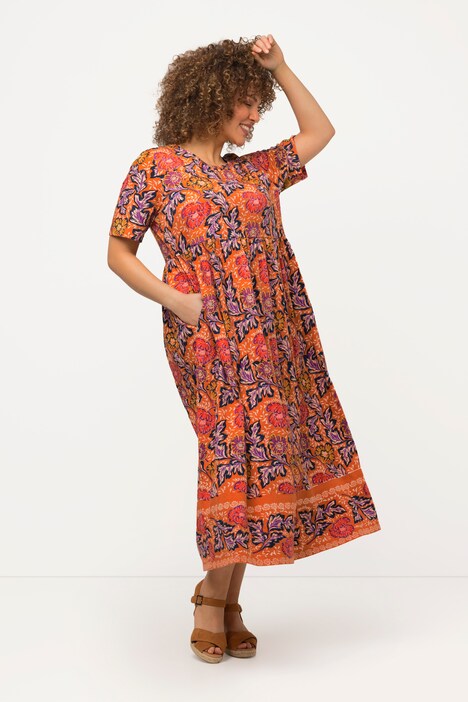 Elderly Women Dresses For Church Butterfly Floral T-Shirt Dress For Women -  Bohemian Empire Waist Short Sleeve Dress Butterfly Print Dress