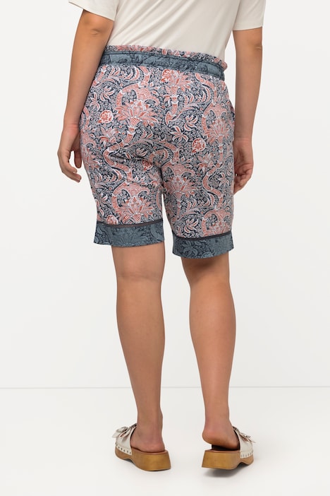 Floral Paisley Bermuda Length Paper Bag Shorts | Shorts | Pants