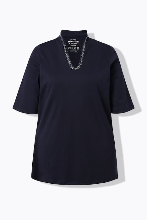 Shirt, A-Linie, Kelchkragen, Halbarm, Pima Cotton