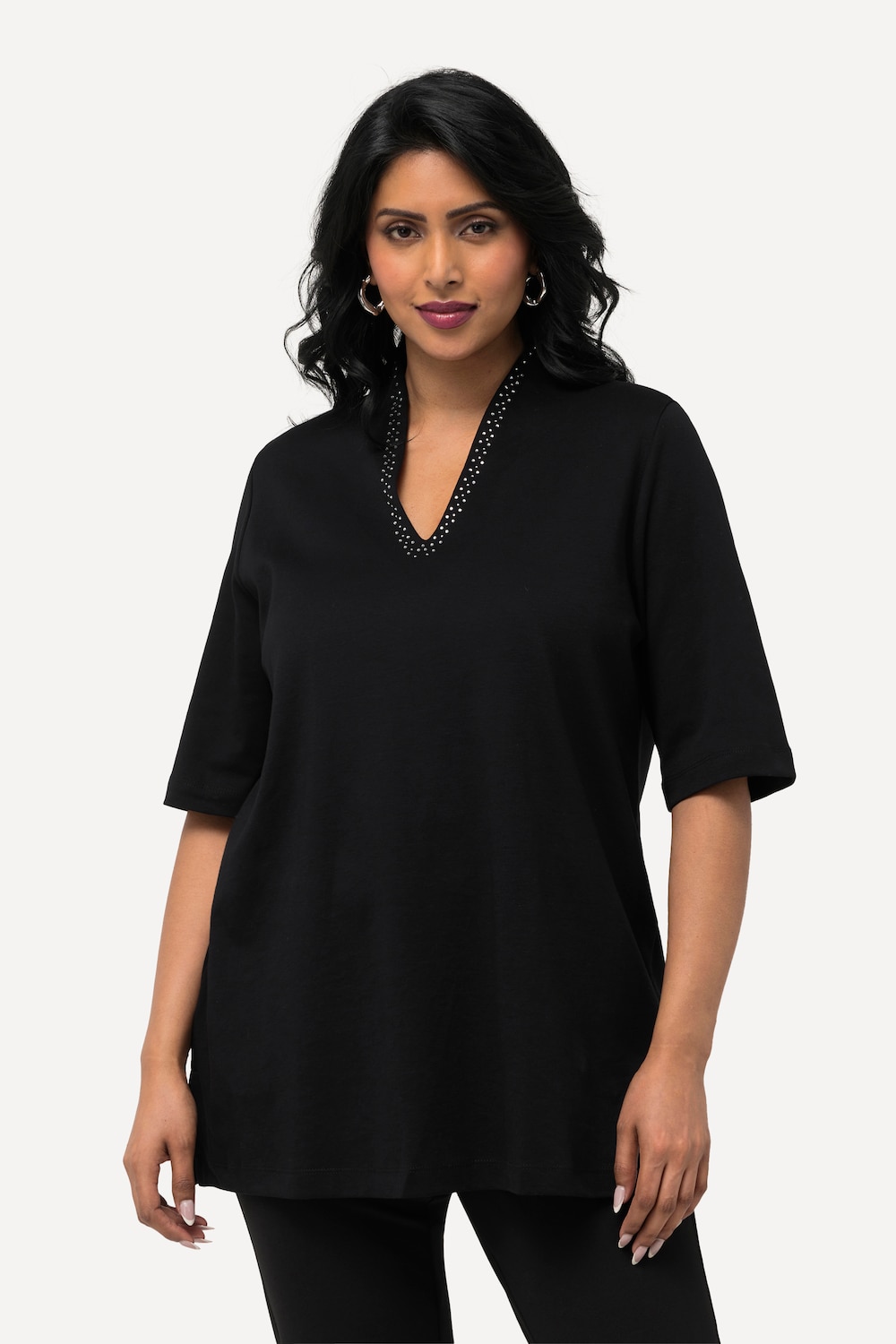 Große Größen Shirt, Damen, schwarz, Größe: 54/56, Baumwolle, Ulla Popken