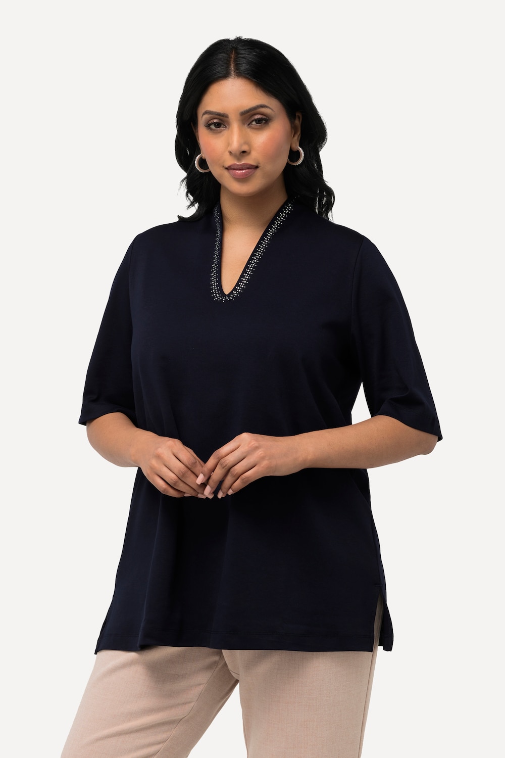Große Größen Shirt, Damen, blau, Größe: 46/48, Baumwolle, Ulla Popken