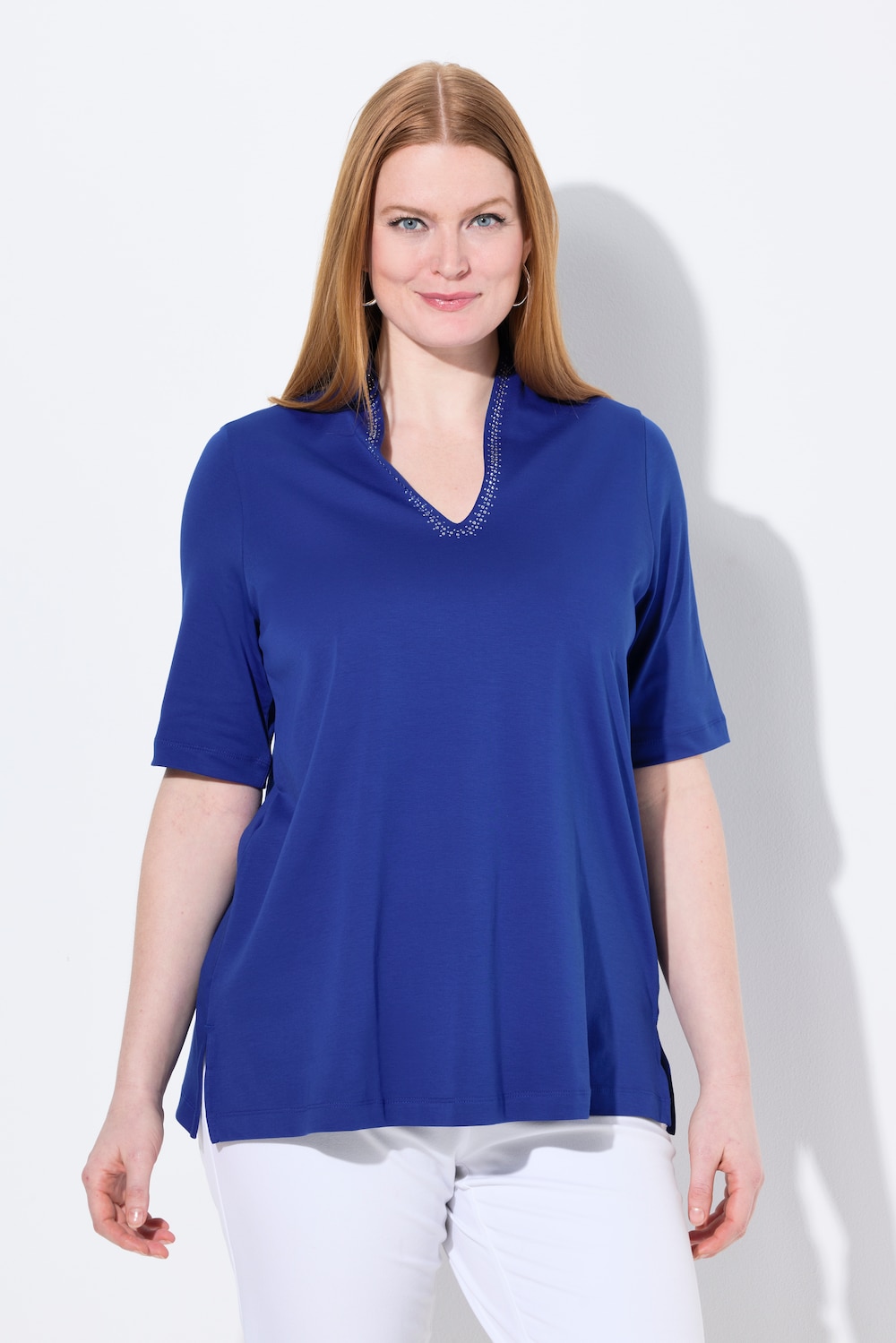 Große Größen Shirt, Damen, blau, Größe: 54/56, Baumwolle, Ulla Popken