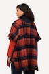 Poncho, Karomuster, Troyerkragen, Oversized, Halbarm