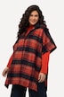 Poncho, Karomuster, Troyerkragen, Oversized, Halbarm