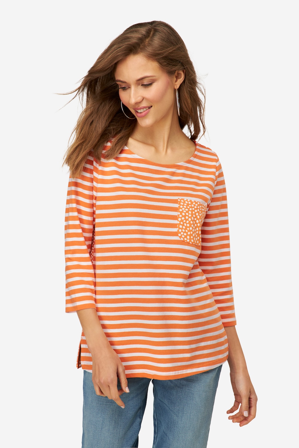 Große Größen T-Shirt, Damen, orange, Größe: M, Baumwolle, LAURASON