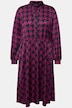 Midikleid, Hahnentrittmuster, V-Ausschnitt, Langarm
