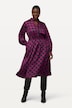 Midikleid, Hahnentrittmuster, V-Ausschnitt, Langarm