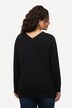 Sweatshirt, doppelter V-Ausschnitt, Stickerei, Langarm