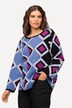 Tröja med mönstermix, båtringning och lång ärm