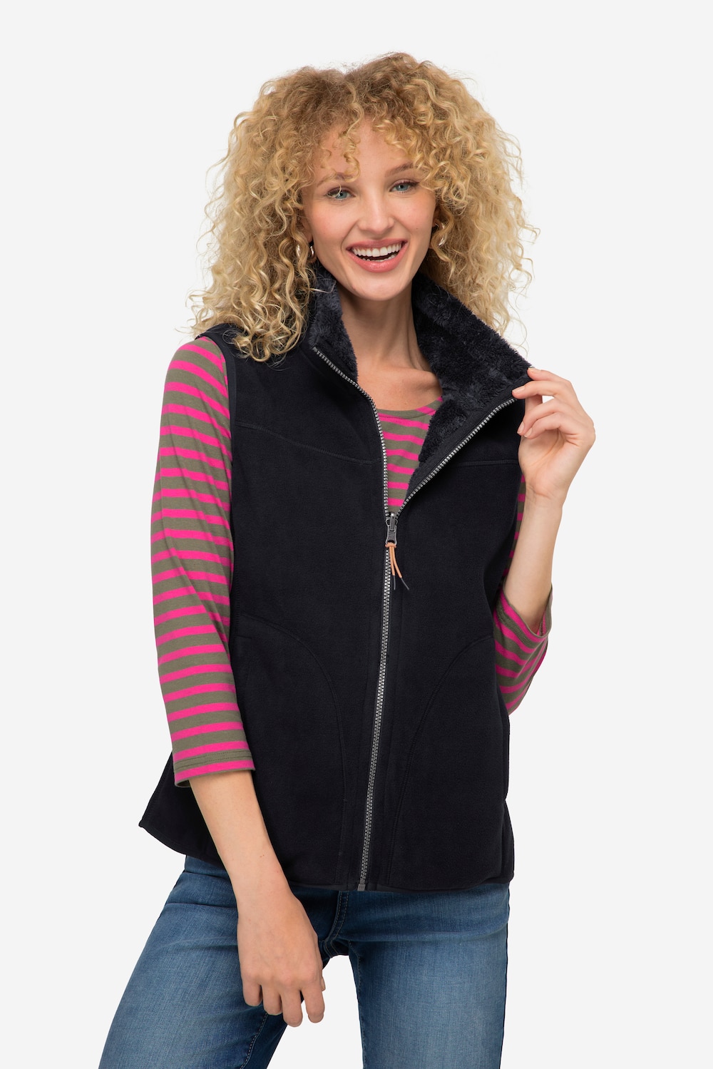 Große Größen Wende-Weste, Damen, blau, Größe: L, Polyester, LAURASON