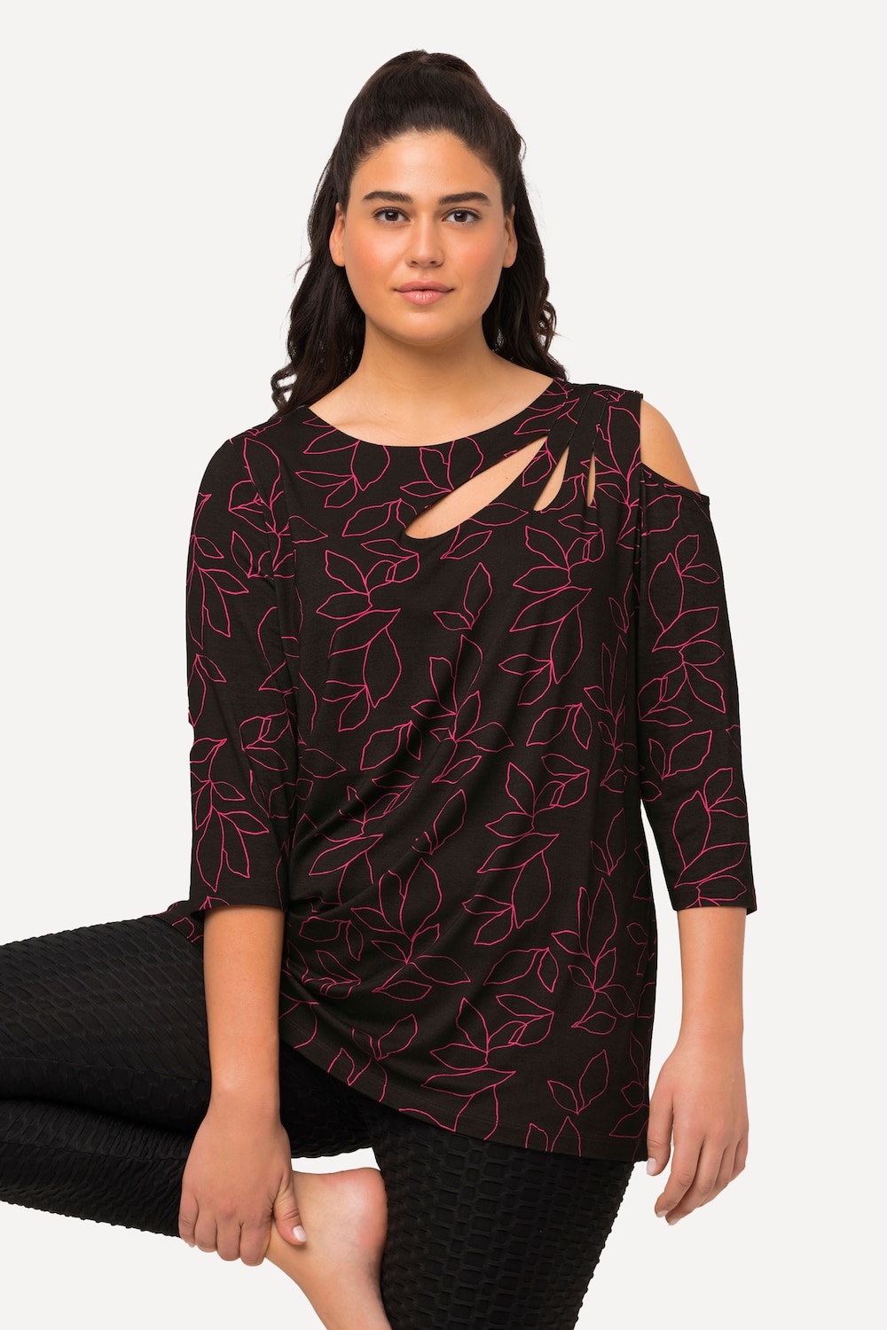 Große Größen Shirt, Damen, schwarz, Größe: 42/44, Viskose, Ulla Popken