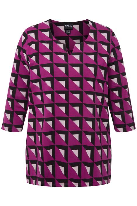 Tričko, grafický potisk, rozparek, kulatý výstřih, 3/4 rukávy