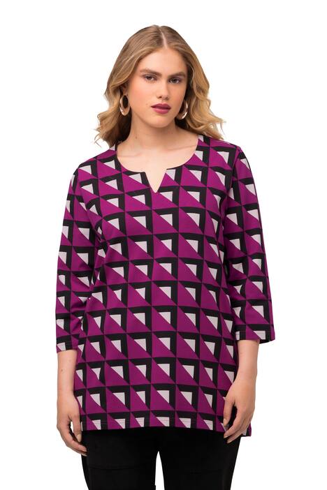 Tričko, grafický potisk, rozparek, kulatý výstřih, 3/4 rukávy