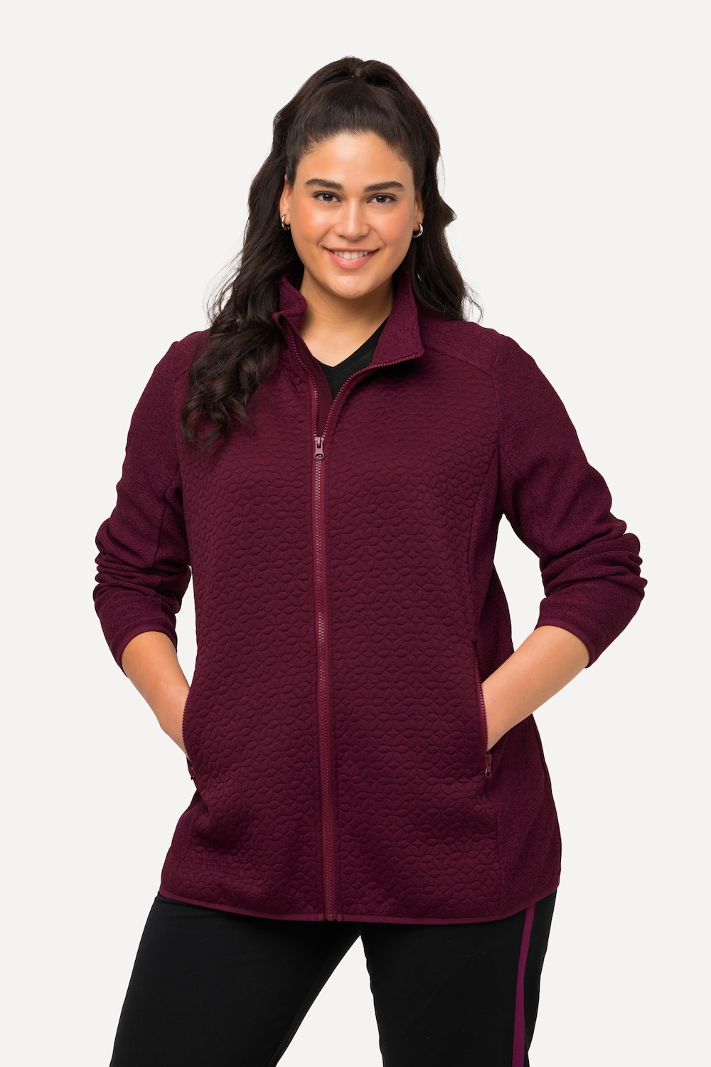 Grote Maten Jas van gebreid fleece, Dames, rood, Maat: 46/48, Polyester, Ulla Popken