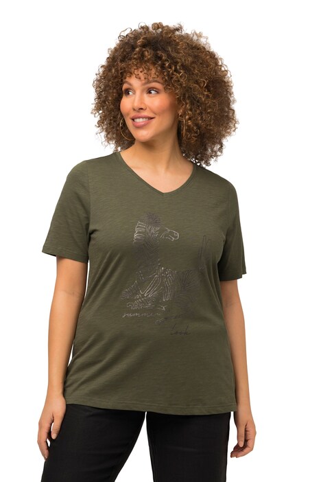 Tričko, zvířecí motiv, Classic, výstřih do V, krátké rukávy