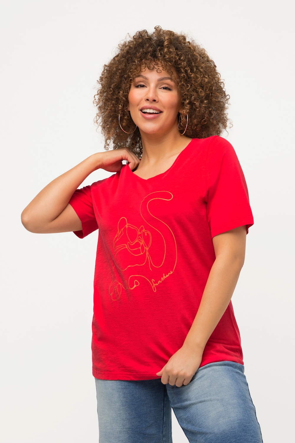 Große Größen T-Shirt, Damen, rot, Größe: 46/48, Baumwolle, Ulla Popken