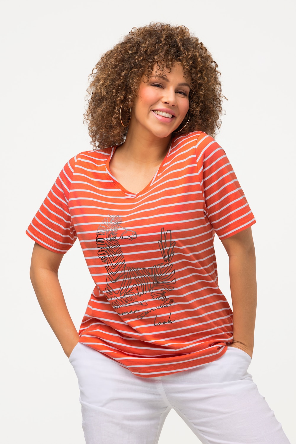 Große Größen T-Shirt, Damen, orange, Größe: 46/48, Baumwolle, Ulla Popken