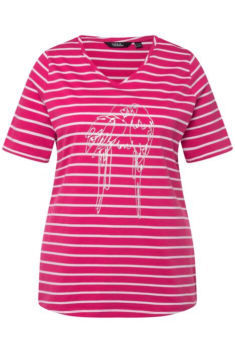 Tričko, proužky, zvířecí motiv, Classic, výstřih do V, krátké rukávy