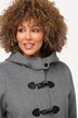 Duffle-coat à capuche, ligne en A, boutons Brandebourg et fermeture éclair à double sens