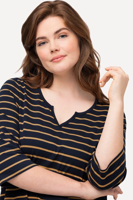 Nachthemd, Tunika-Ausschnitt, 3/4-Arm, Biobaumwolle