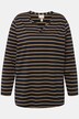 Eco Cotton Striped Long Sleeve Split Neck Pajama Top