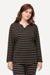 Eco Cotton Striped Long Sleeve Split Neck Pajama Top