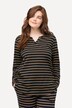 Eco Cotton Striped Long Sleeve Split Neck Pajama Top